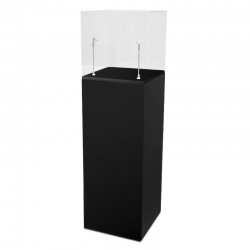 Socle noir, 30 x 30 x 100 (lxLxh) avec cloche 30 x 30 x 30 cm et 2x LED